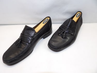 Vintage Men's Bally, Made in Switzerland, Black Leather Loafers with Tassels