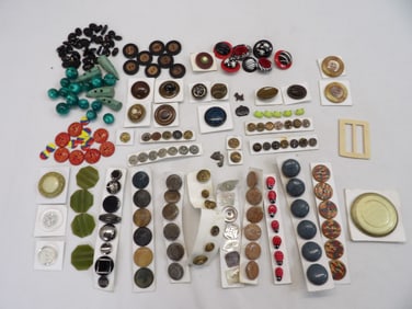 Large Lot of Vintage Buttons & Buckles, Some Great Sets