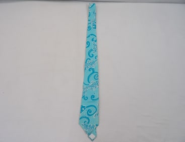 Vintage 1990's Lilly Pulitzer Tie Aqua Blue Fish