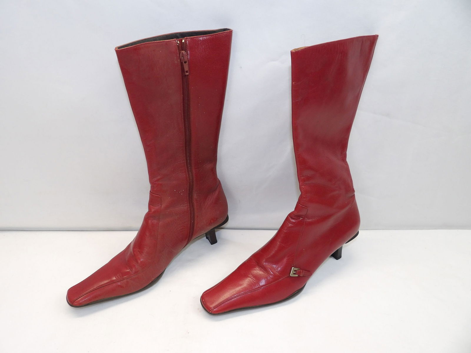 Vintage 1990's Prada Red Calf High Boots: size Euro Size 38, good condition, see photo's