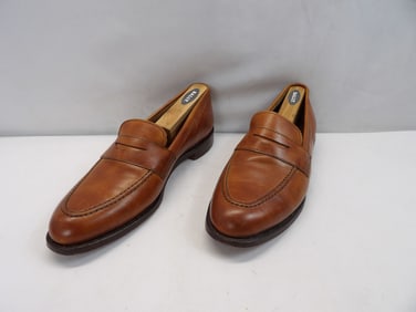 Vintage Joeseph Cheaney Brown Leather Men's Penny Loafers with Bally Shoe Stretchers