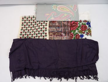 Lot of 6 Vintage Shawls & Scarfs