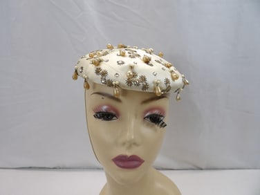 Vintage 1930/40's Rivera Bonwit Teller Beaded & Rhinestone Hat