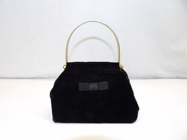 Vintage 1950's Little Girls Black Velvet with Gold Tone Handle