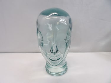 Clear Blueish Glass Head Hat/Wig Display