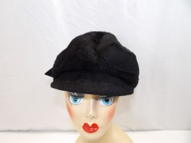 Vintage 1950's Alfreda Black Blush Capulet Hat