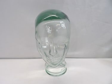 Clear Blueish Glass Head Hat/Wig Display