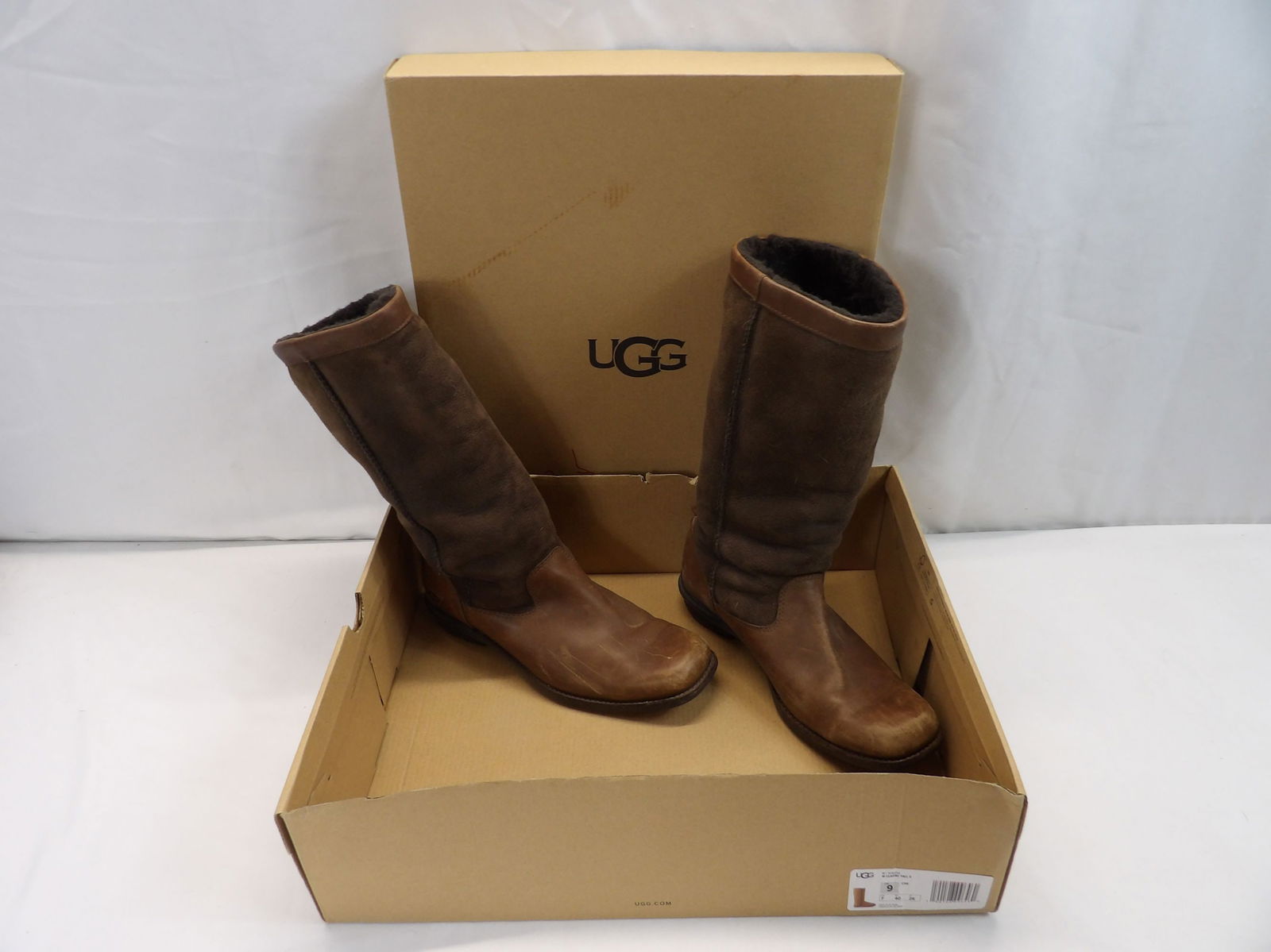 Vintage Ugg Brown Suede & Leather Calf High Boots (1 of 16)