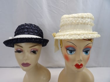 Lot of 2 Vintage1960's  Little Girls Rafia Hats