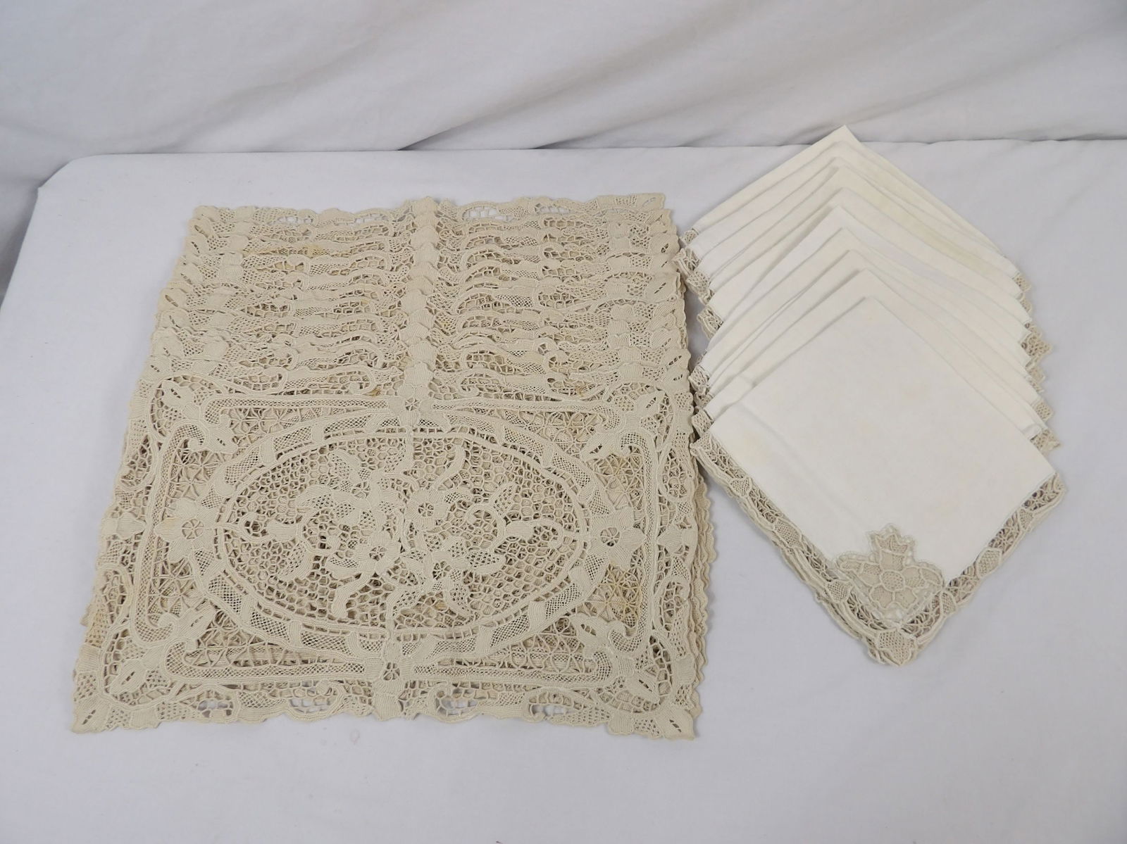 Vintage European Lace Placemats & Napkins: 12 placemats, 10 napkins, see photo's