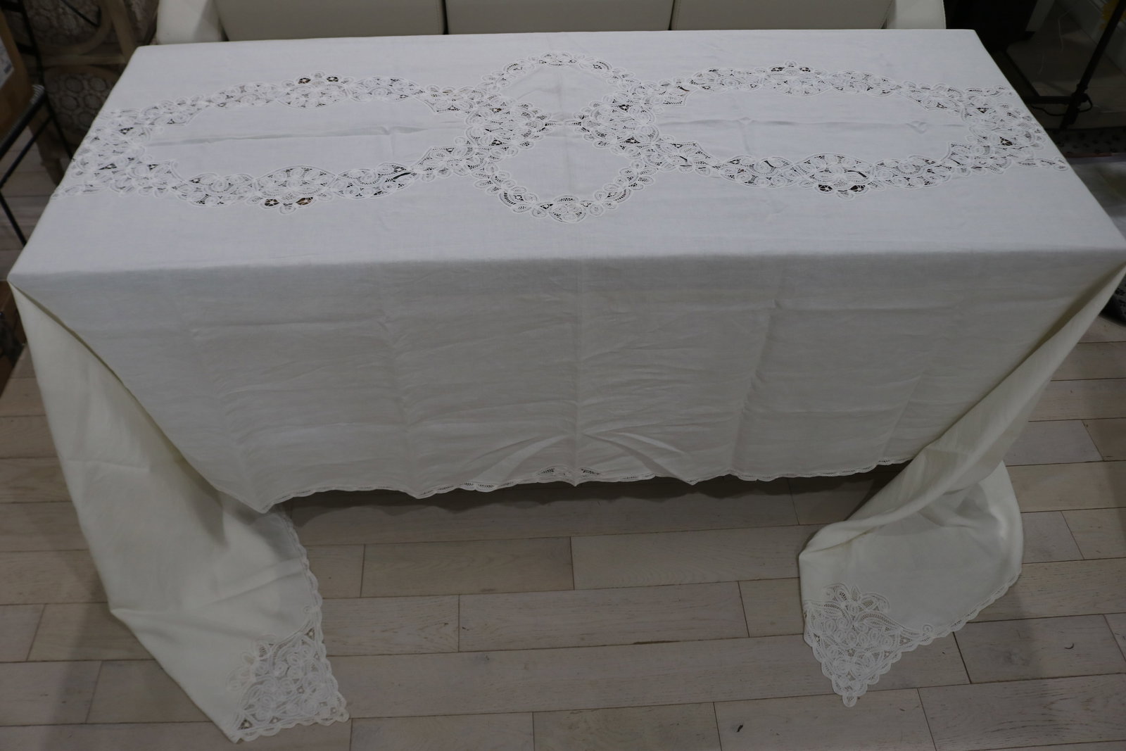 Vintage Belgian Tape Lace Tablecloth with 12 Napkins (1 of 9)