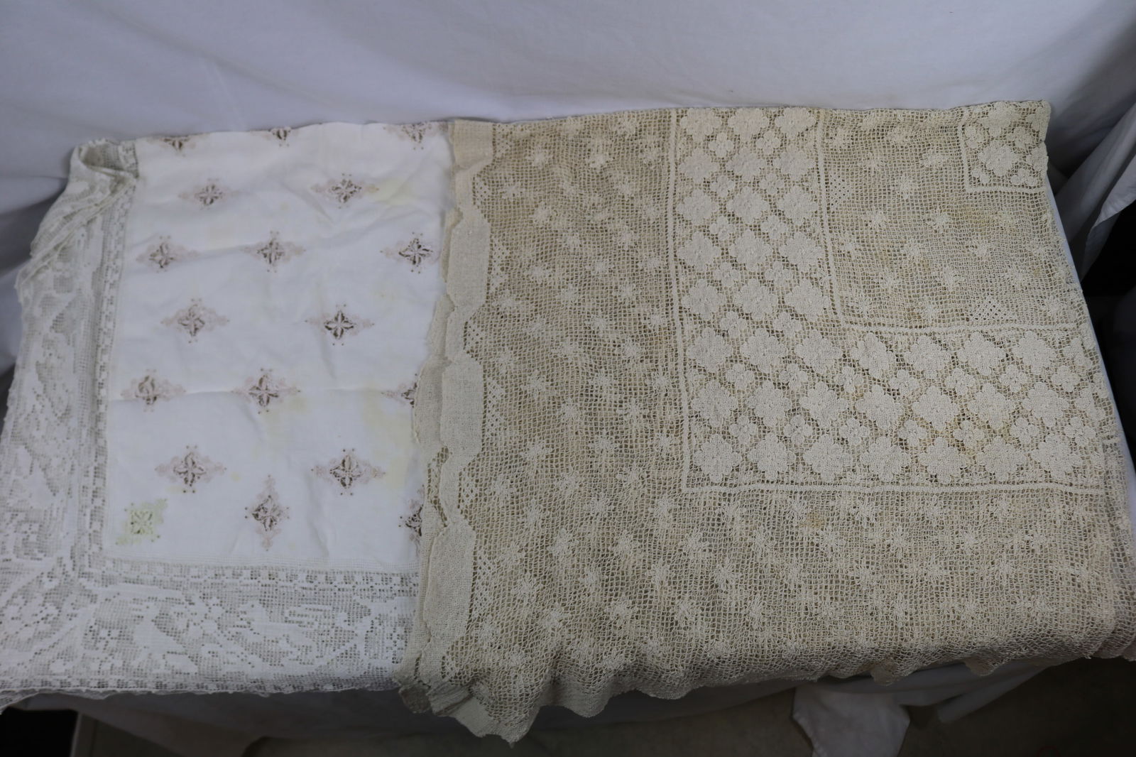 Lot of 2 Needle Lace Tablecloths (1 of 7)