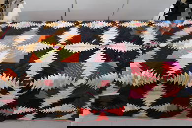 Victorian Silk Quilt, Log Cabin Pattern/Style