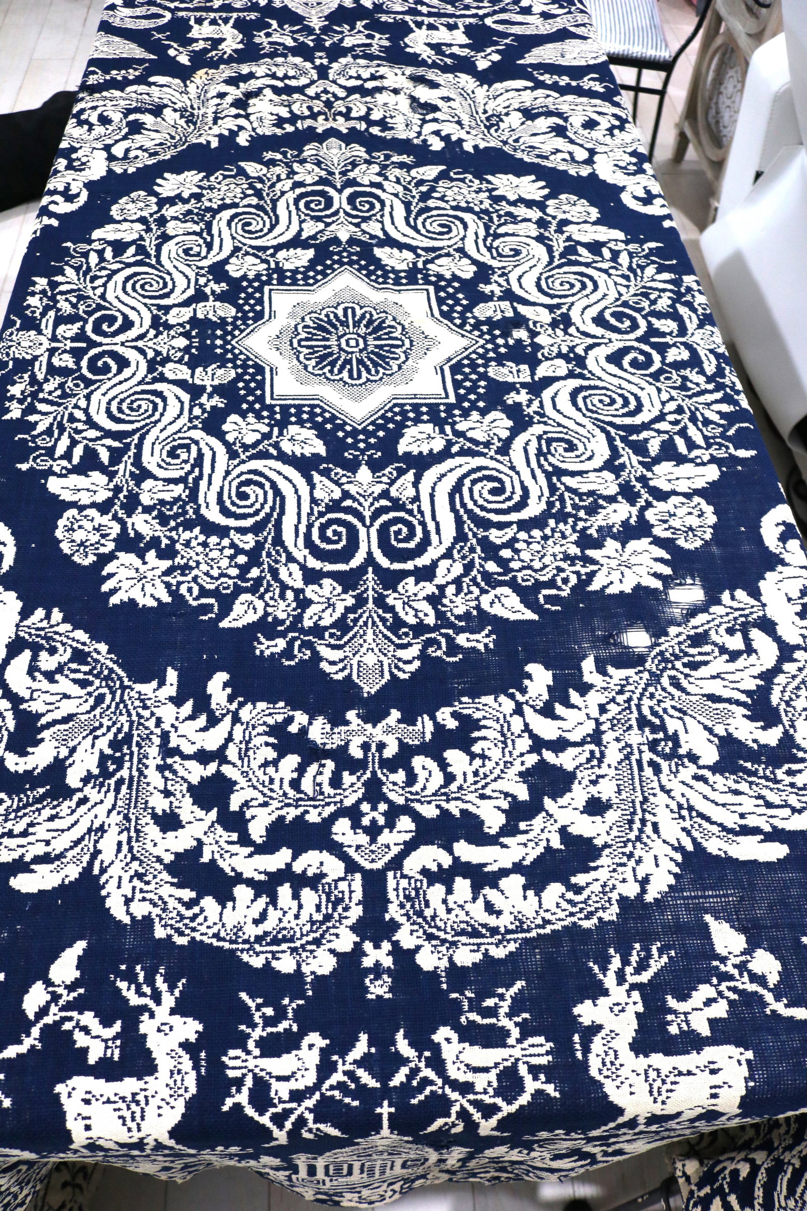 Antique Blue & White Coverlet with Eagle (1 of 16)