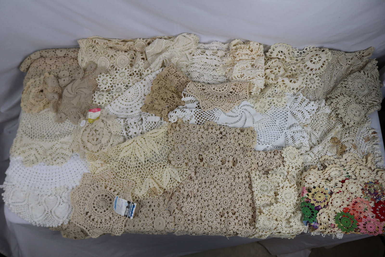 Large Lot of Vintage Crochet Doilies & Table Runners: see photo's