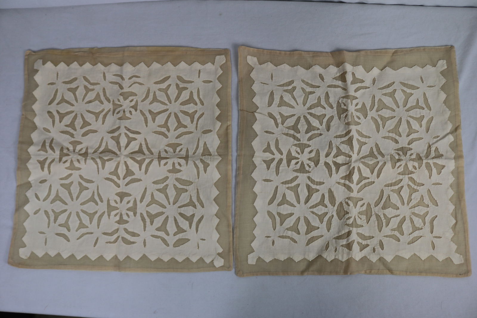 Pair of Vintage Gauze Applique Pillow Covers (1 of 4)