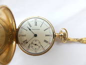 Antique Waltham 14k Gold Pocket Watch with Chain