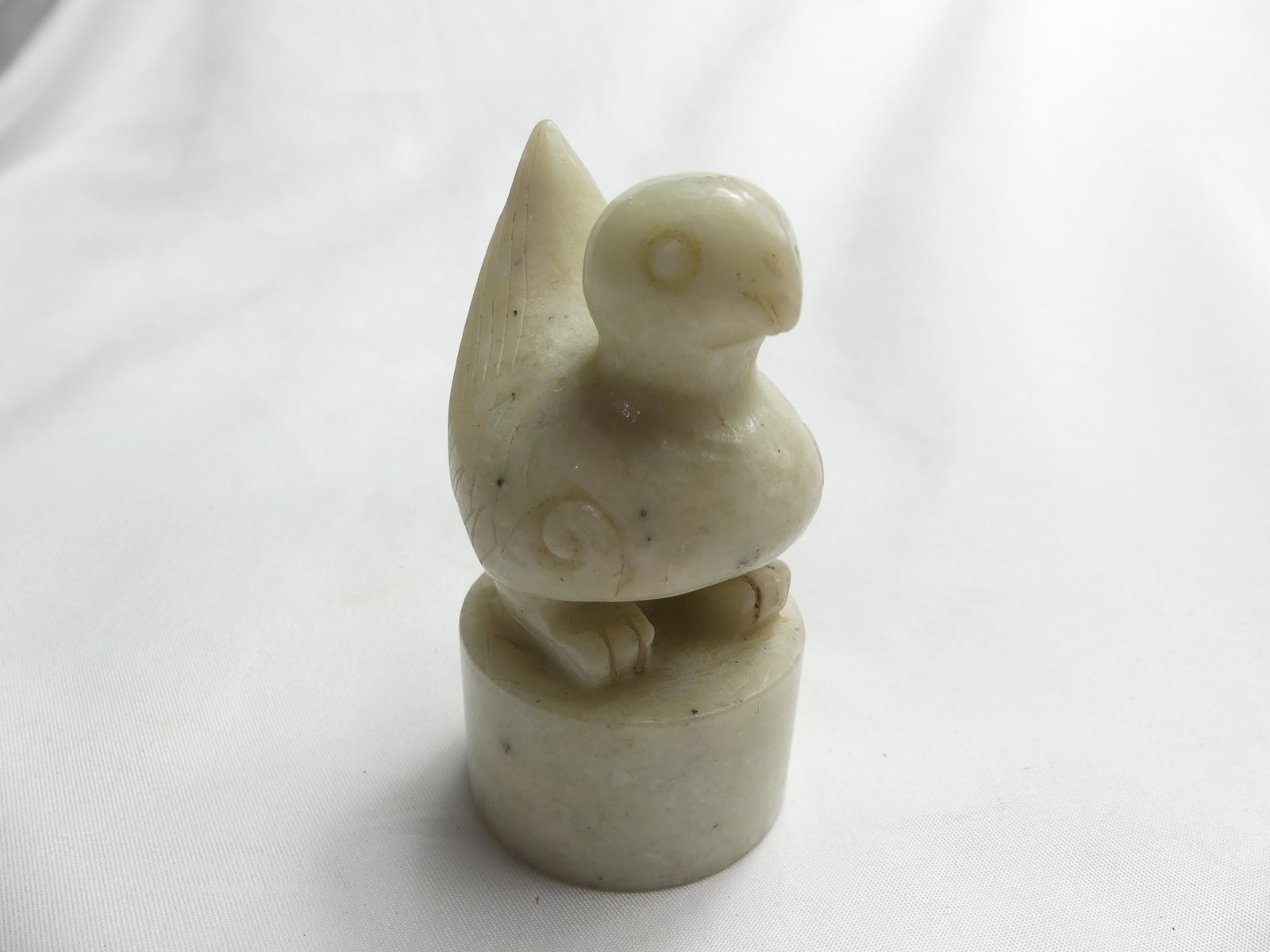Hand Carved Chinese White Jade Bird/Duck Chop: approx.. 3 1/4", see photo's