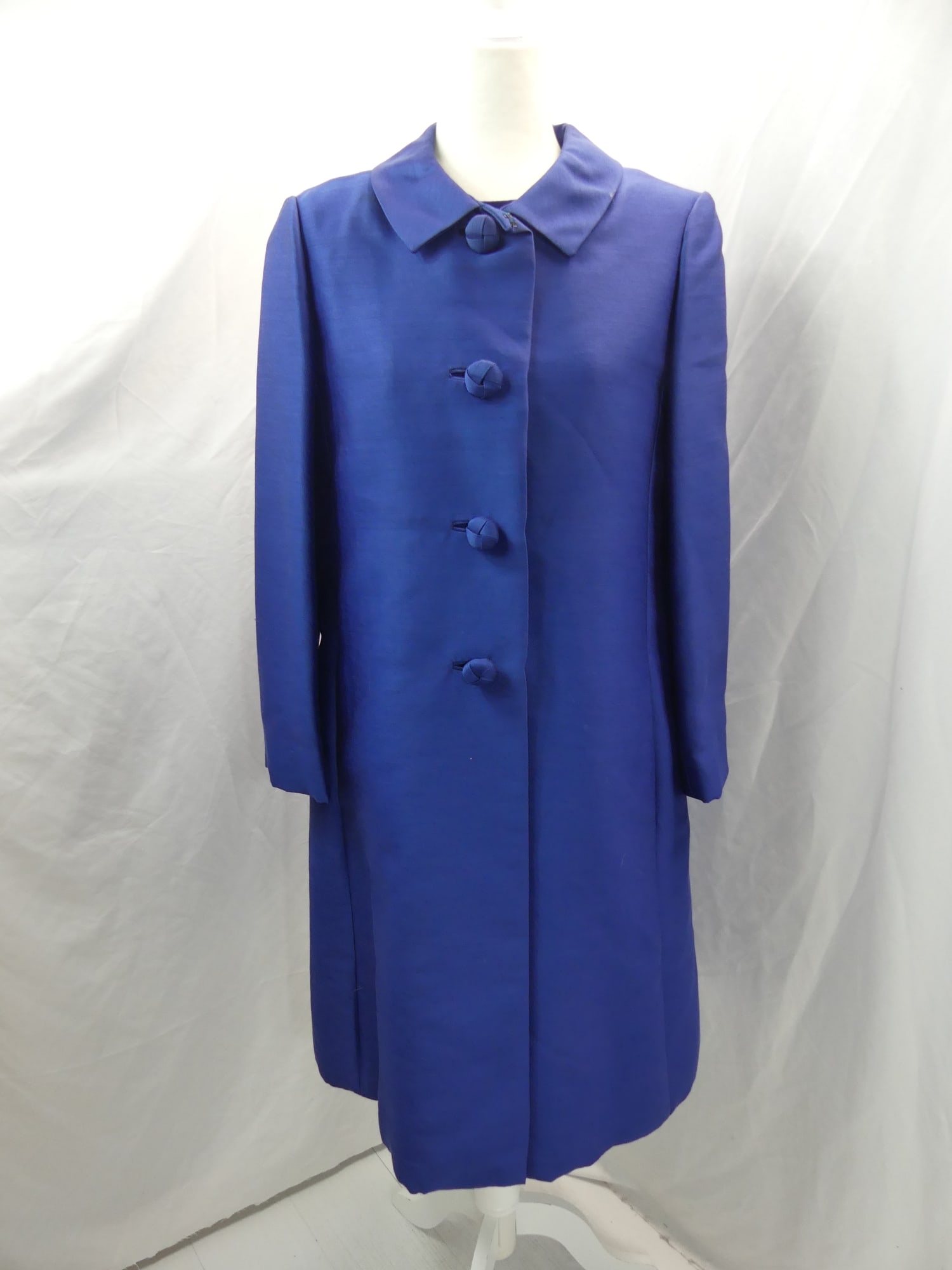 Vintage 1960's Royal Blue Silk Dress & Coat Set (1 of 11)