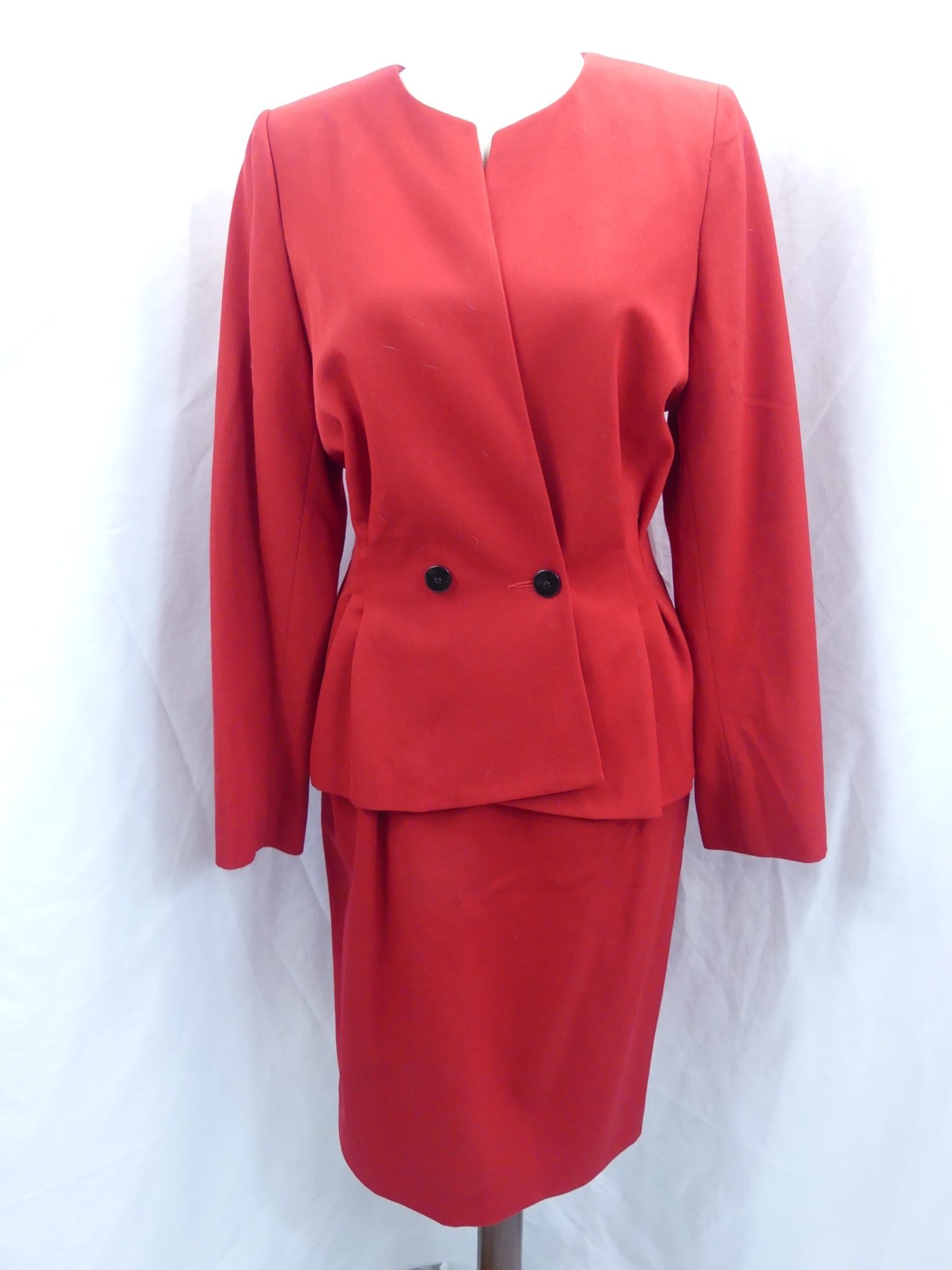 Vintage 1980's Christian Dior Red Skirt 7 Jacket Set in Wool (1 of 9)