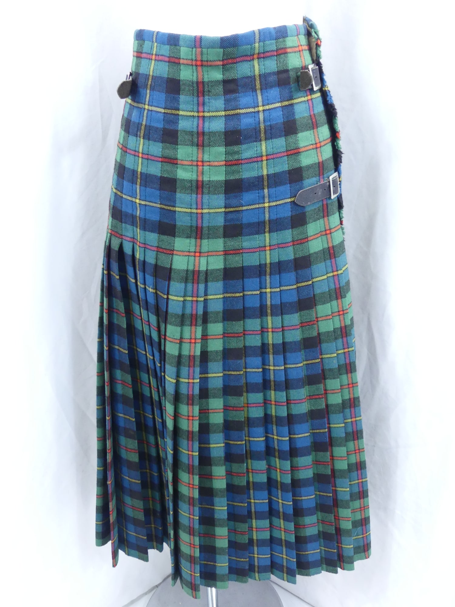 Vintage 1950's Lawrie for Tartan Real Irish Kilt Made in Scotland: approx. 28 waist, at least one small hard to find hole, see photo's