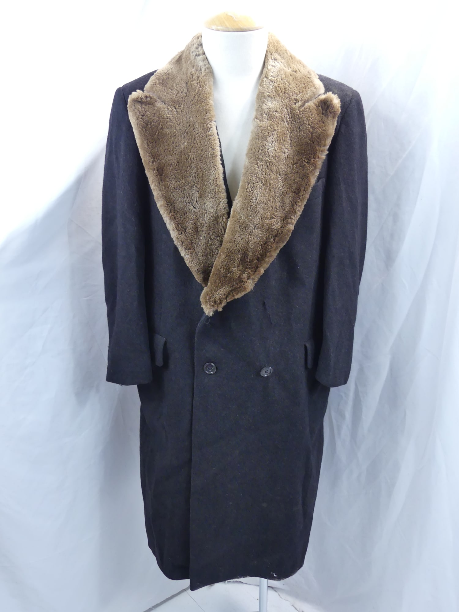 Vintage Made Expressly for Saks Fifth Avenue Made in Canada Black Wool Over Coat with Faux Fur Color (1 of 6)