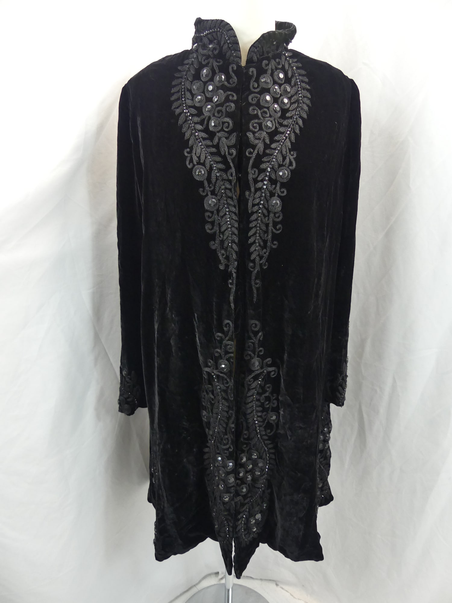 Vintage Joolay Black Velvet Victorian Style Coat with Embroidery & Jet Beading (1 of 10)