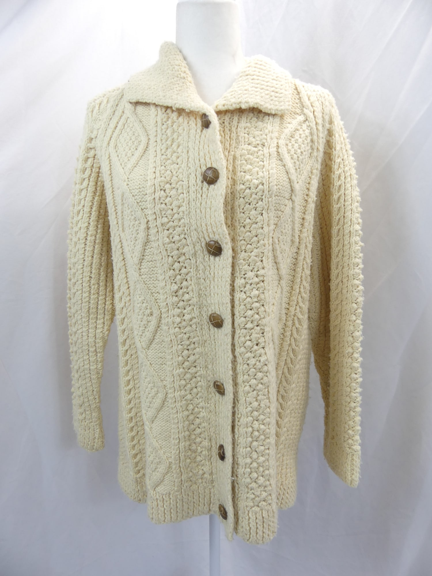 Vintage wool knit Irish cardigan sweater (1 of 4)