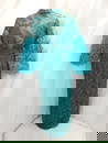 Vintage Very Unusual Teal Green Leaf Fringed Gown with Sequin, Fabulous Ruffled Silk Sleeves &