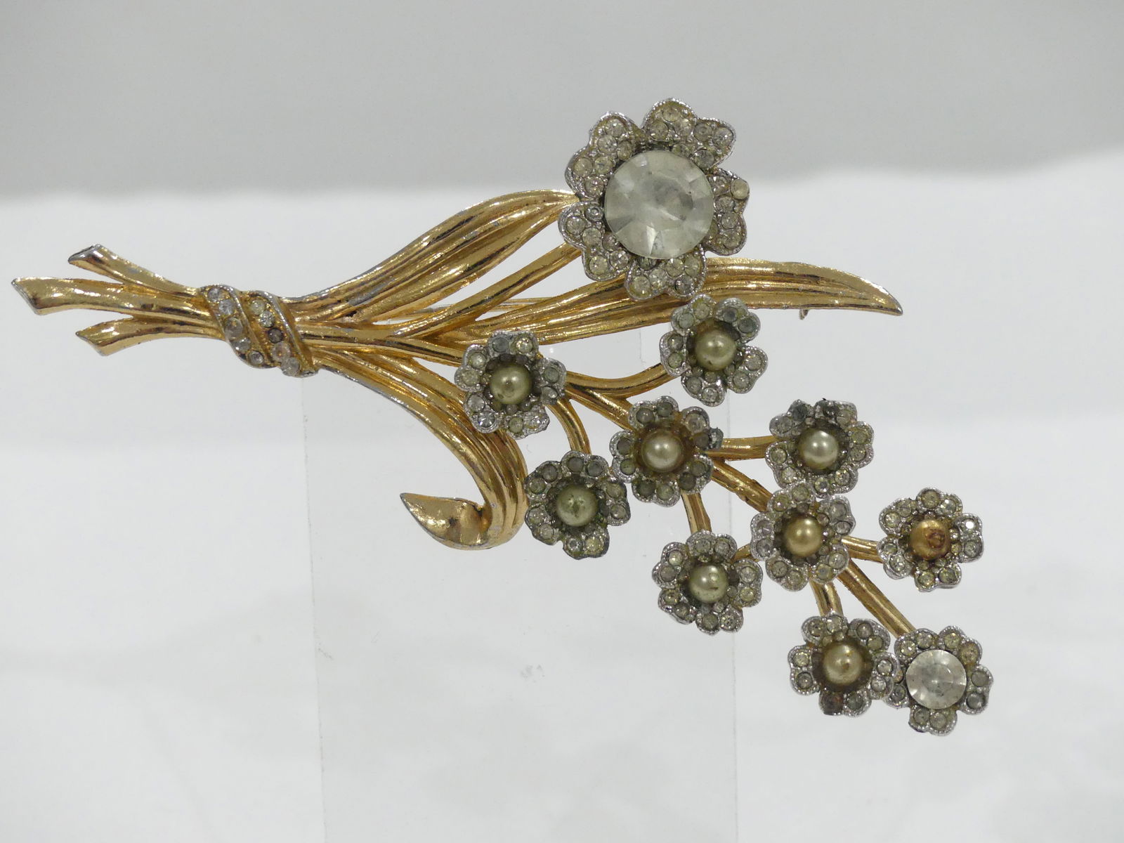 Extra Large Vintage Coro Flower Bouquet Brooch: approx. 4 1/4 inches, see photo's