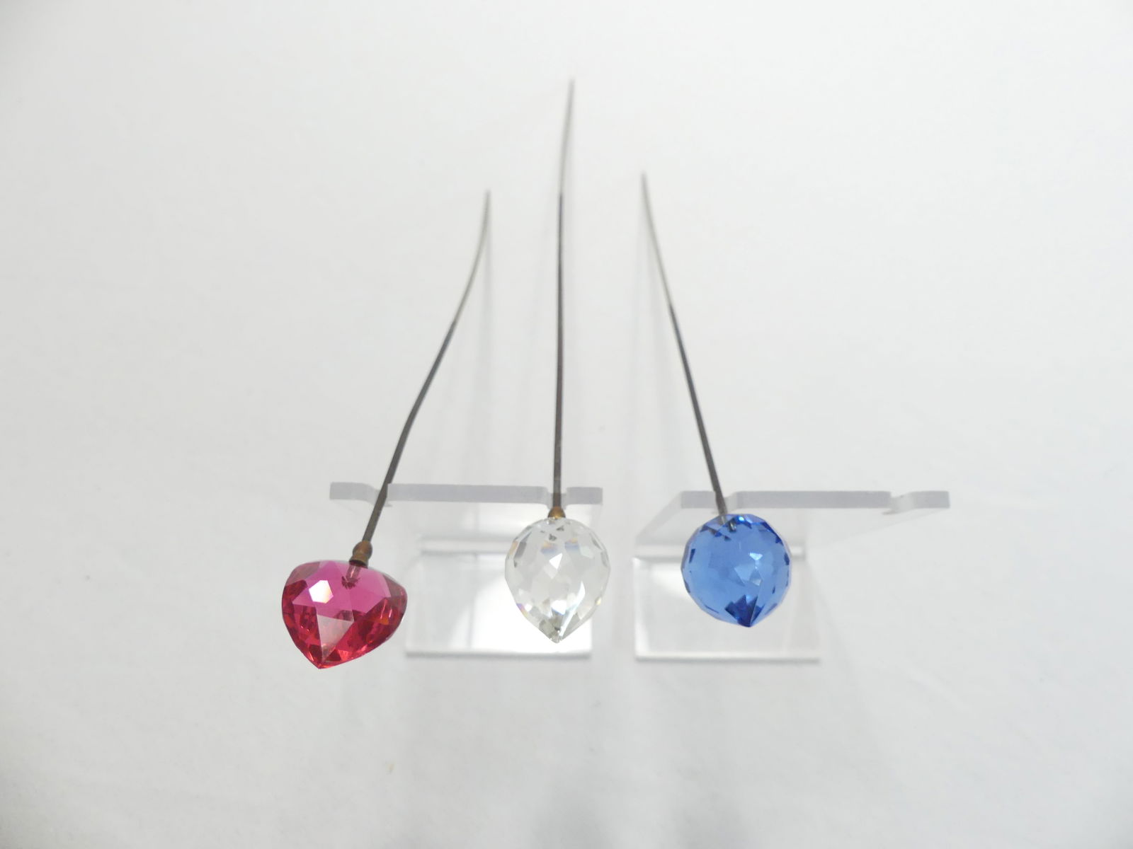 Lot of 3 Antique Faceted Crystal Hat Pins (1 of 7)