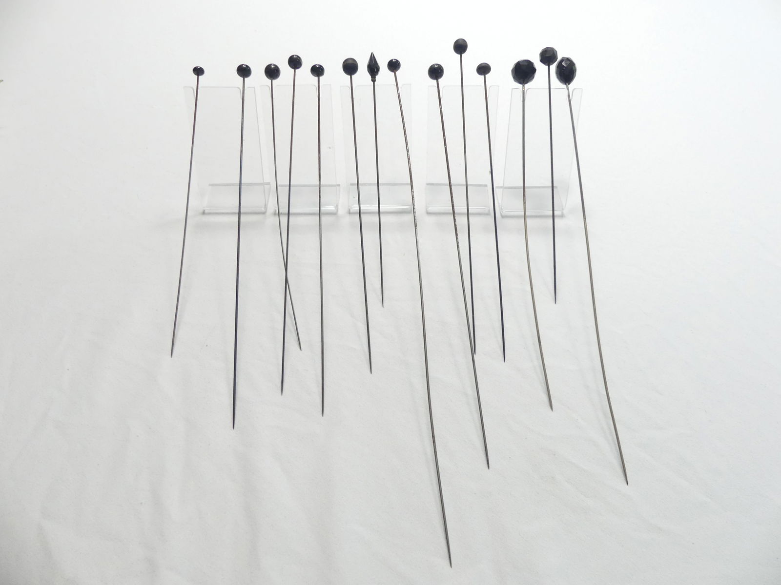 Lot of 14 Antique Cut Jet Glass Hat Pins (1 of 7)