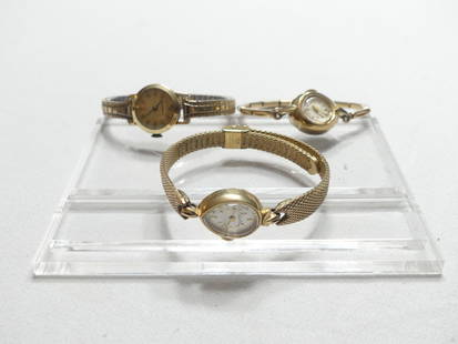 Lot of 3 Vintage Ladies Wrist Watches, Waltham, Lucien Piccard, Longines: see photo's