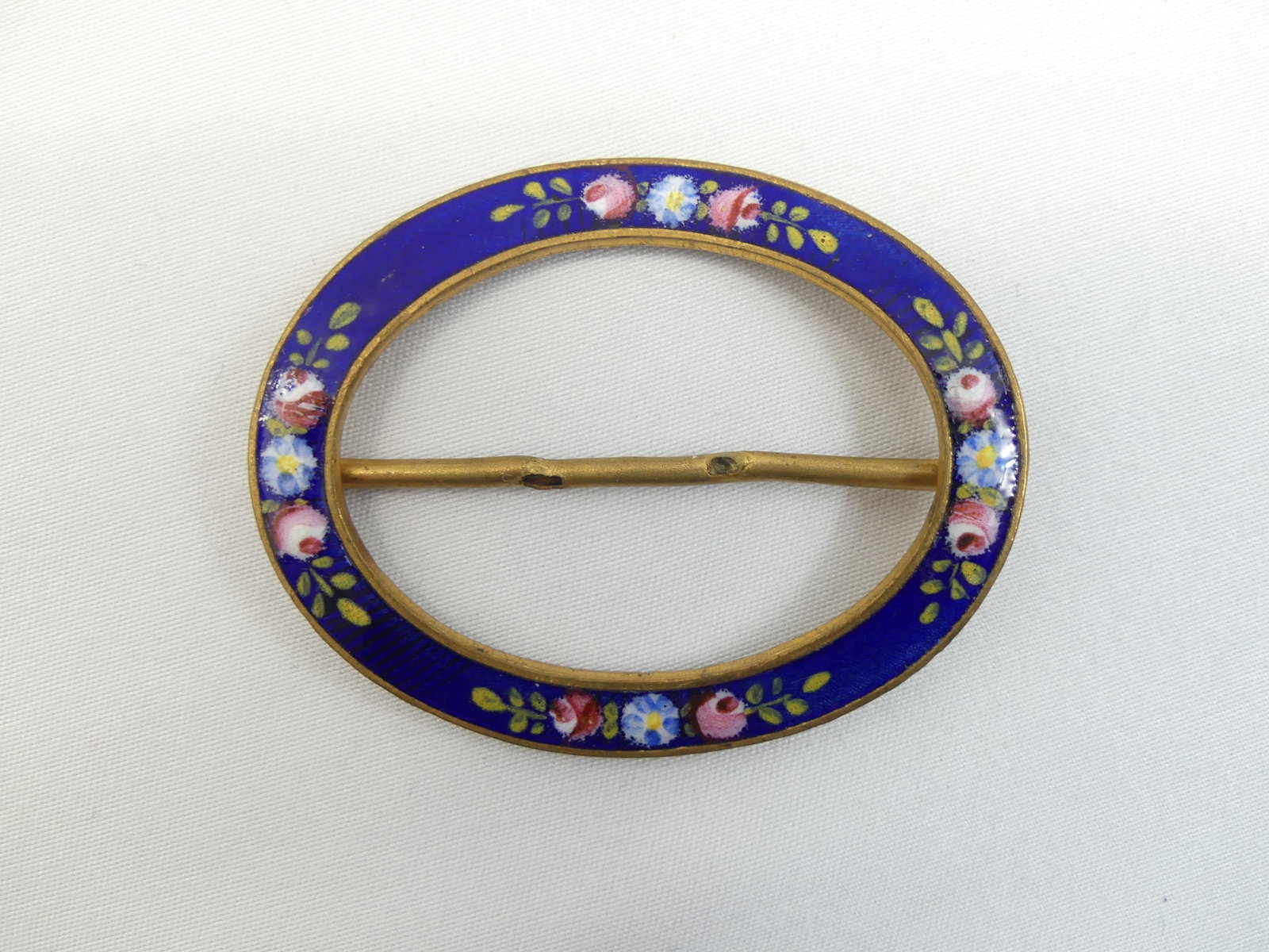 Antique Hand Painted Enamel Dress Belt Buckle: approx. 2 1/8 x 1 6/8, good condition, see photo's