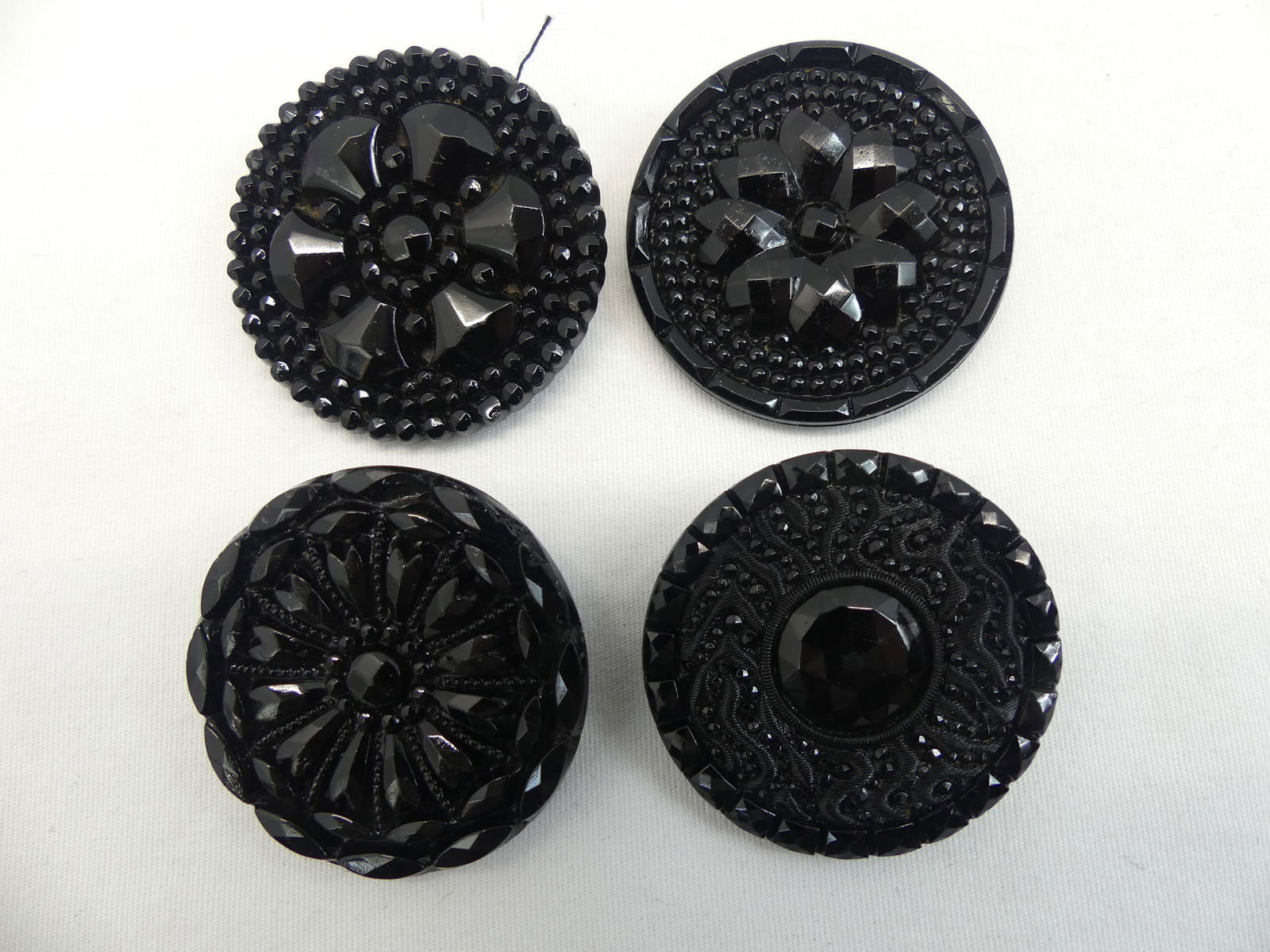 Set of 4 Antique Black Jet Glass Buttons (1 of 2)