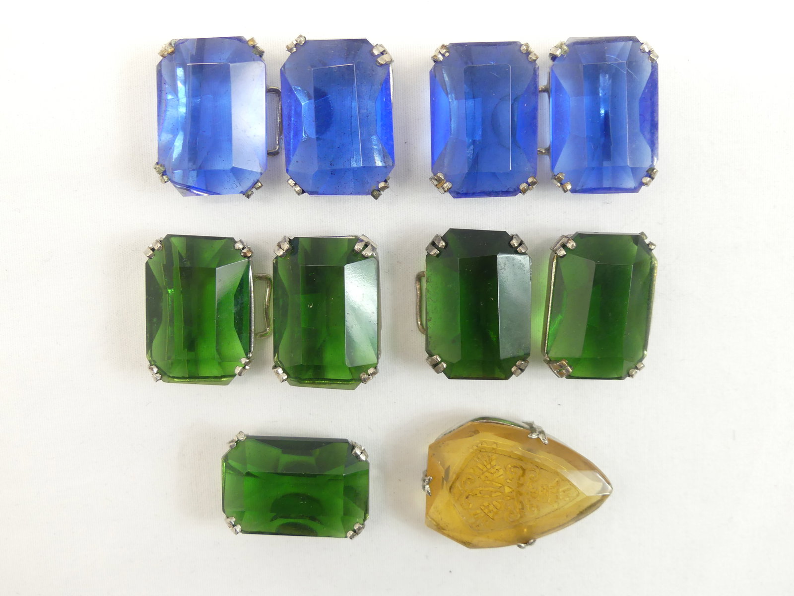 Lot of 4 Pair Czechoslovakia Crystal Dress Belt Buckles & 2 Extra (1 of 3)