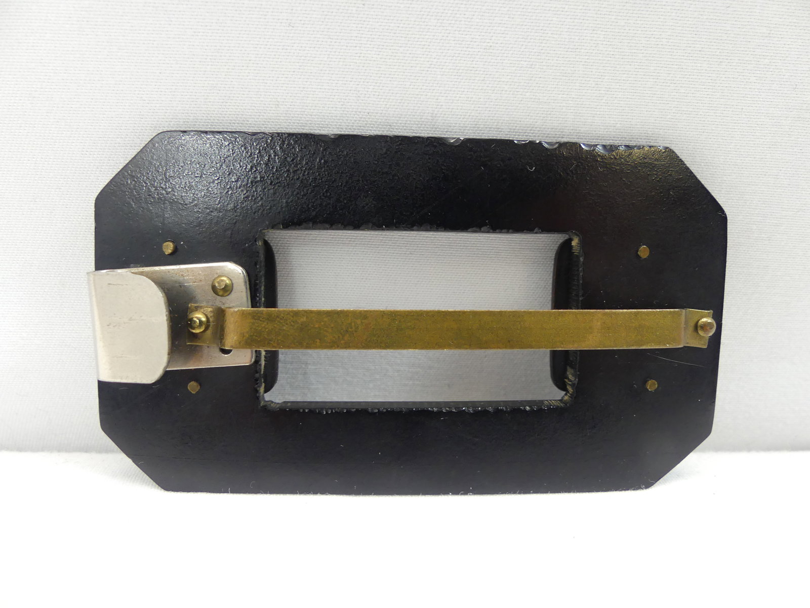 Art Nouveau Black Bakelite Dress Belt Buckle with Enamel: approx. 3 1/8, good condition, see photo's