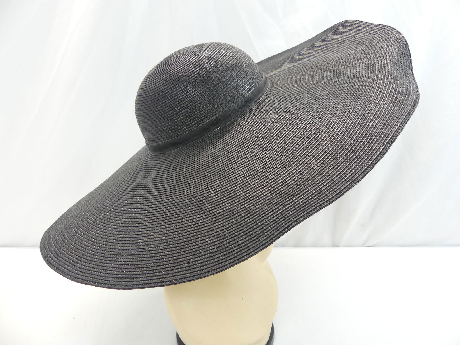 Vintage Patricia Underwood Black Woven Extra Wide Brim Floppy Hat (1 of 6)