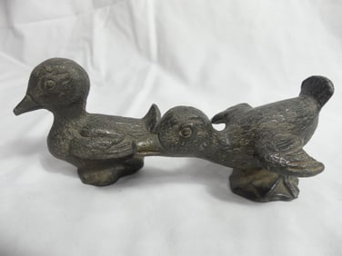 Pair of Vintage Cast Iron Duck Figurines