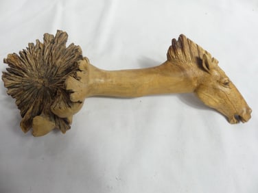 Unusual Vintage Hand Carved Wood Horse Head