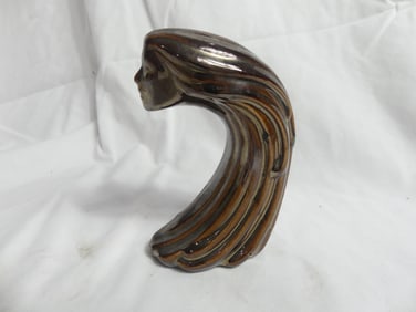 Unusual Ceramic Lady Head Hood Ornament