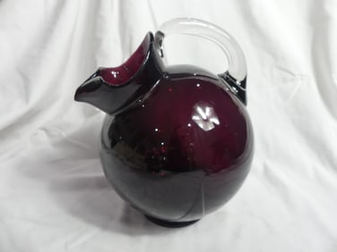 Vintage Purple Amethyst & Clear Glass Ball Pitcher