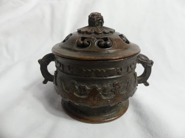 Antique Bronze Chinese Censor Signed