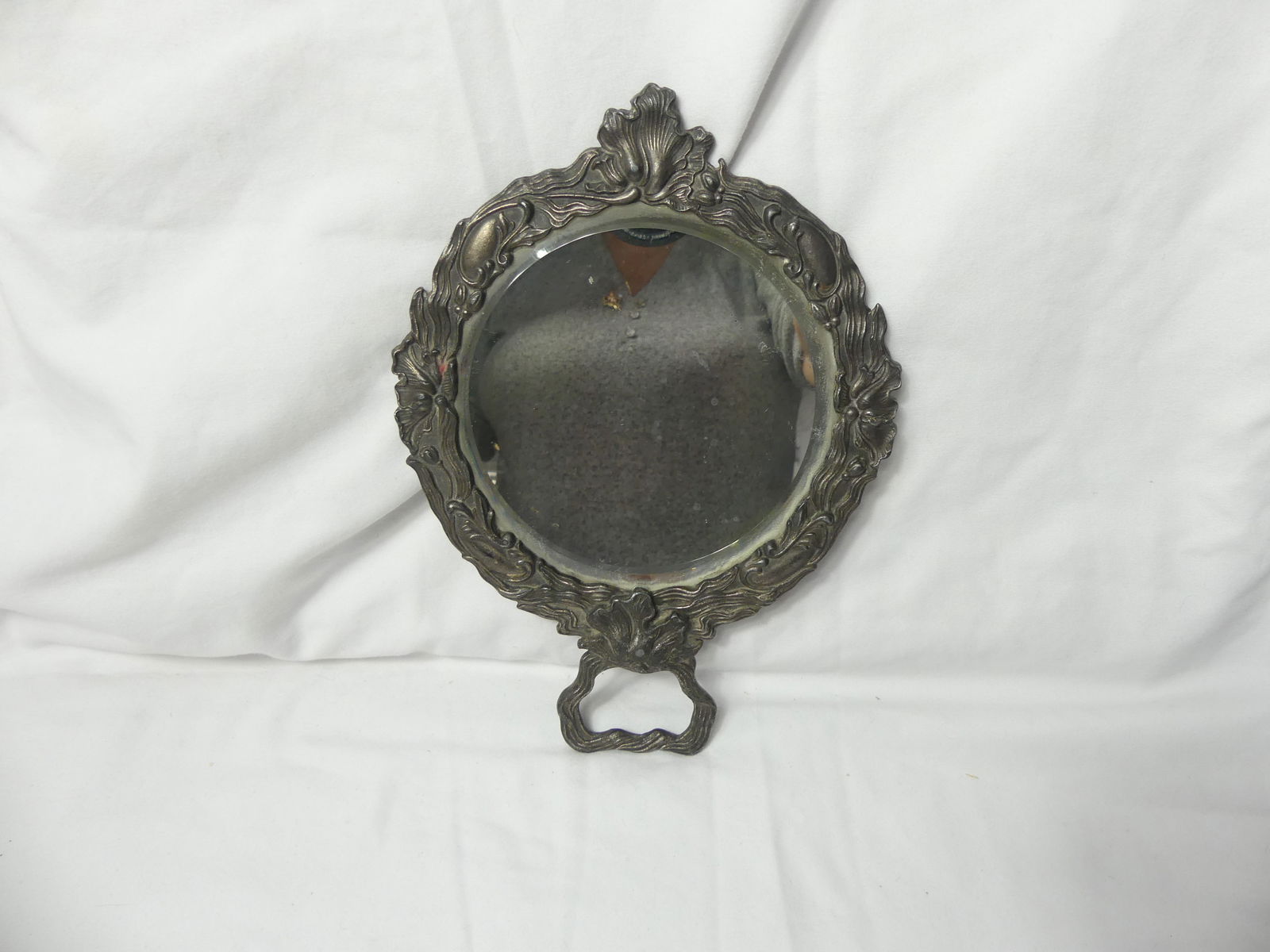 Art Nouveau Hand Held Dresser Mirror with Beveled Glass (1 of 4)