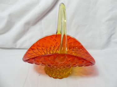 Vintage Amberina Art Glass Basket