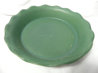 Vintage Bennington Potters Green Ruffled Edge Bowl