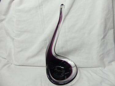 Large Purple & Clear Art Glass Ladle Shaped Bowl