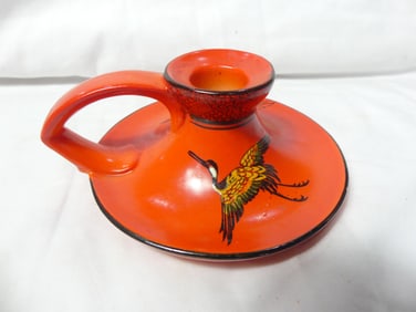 Vintage Shelley Orange Finger Candle Holder with Birds