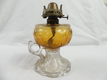 Antique Pressed Glass Finger Oil Lamp