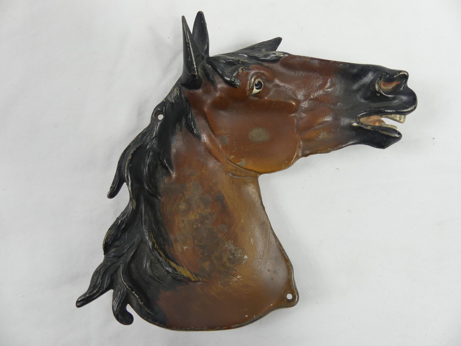 Antique Cast Iron Horse Dresser Tray: approx. 7 1/2 inches, marked on bottom, see photo's